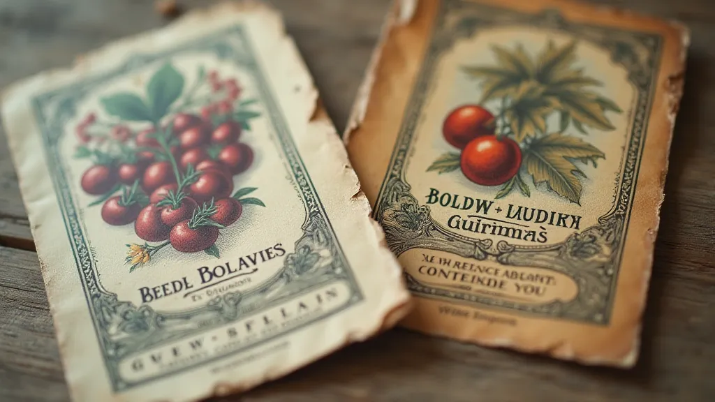 Antique currant and gooseberry seed packets