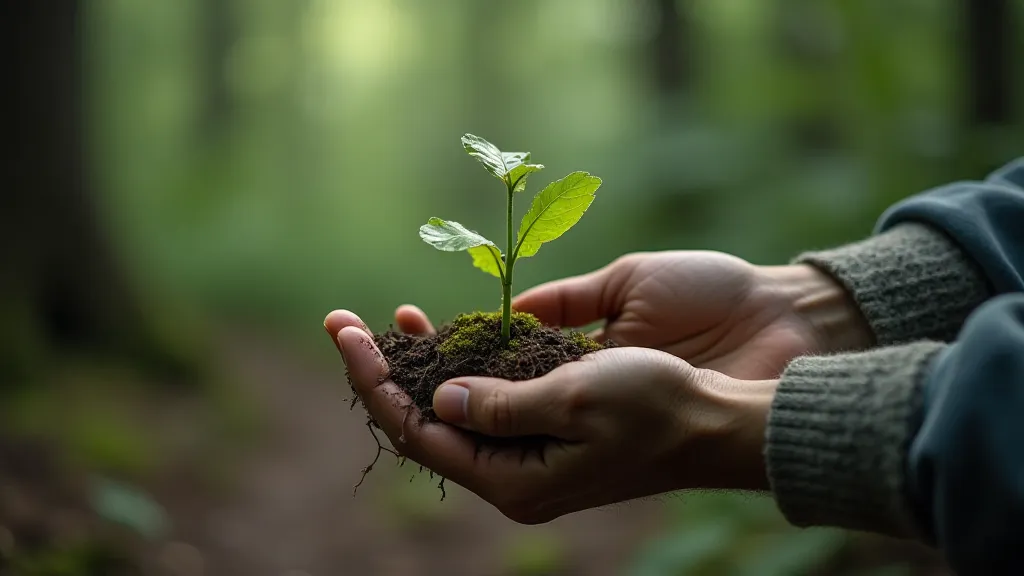 Hands examining a Ghost Pipe plant