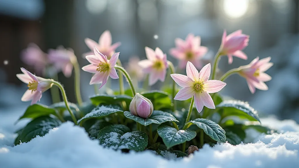 Hellebore in a winter garden