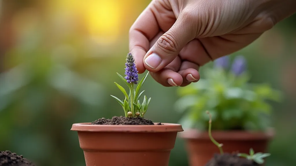 Hand grafting lavender cuttings