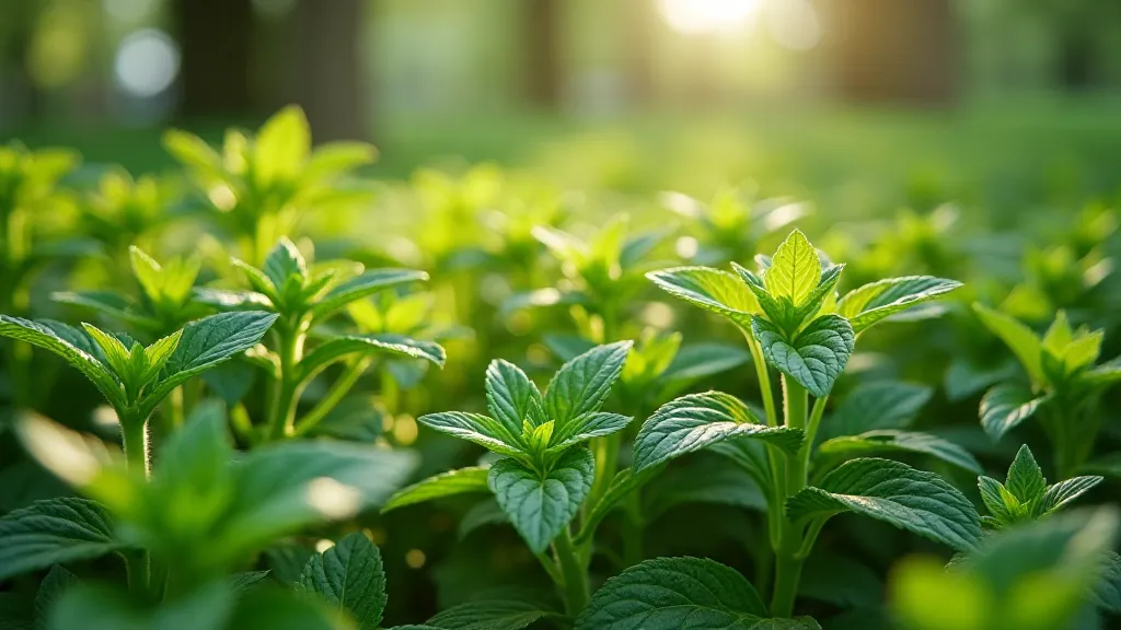Variety of mint plants growing in a garden