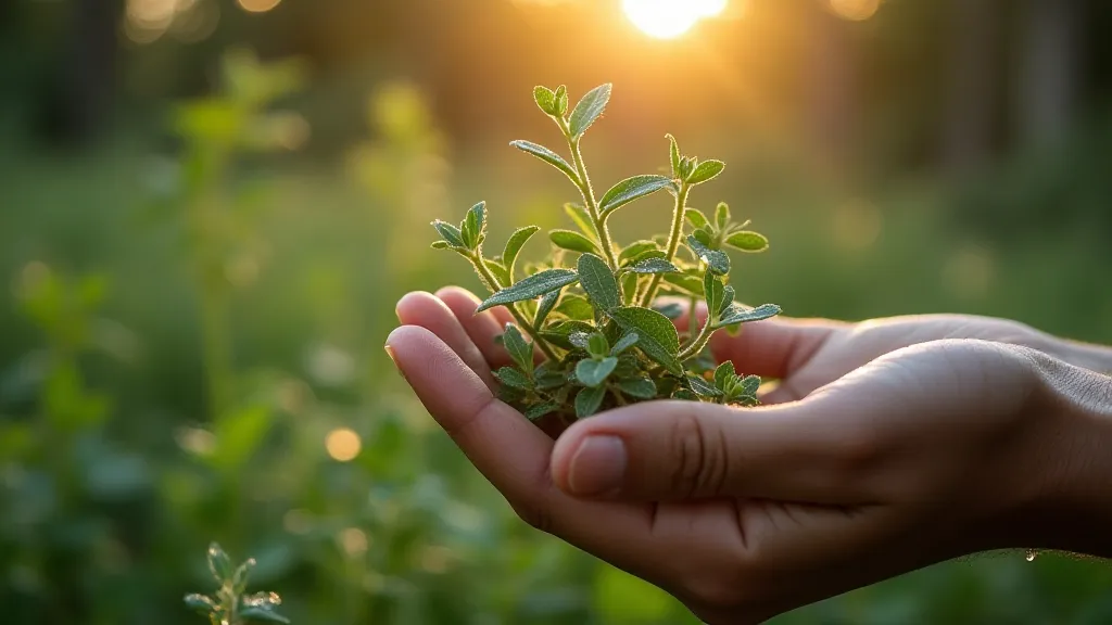 Hand holding mugwort