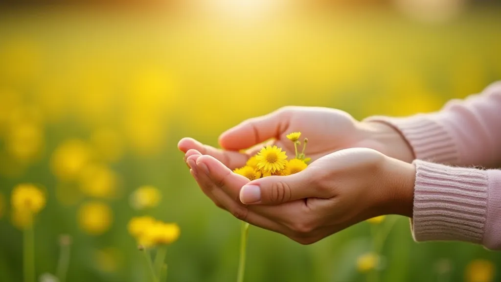 Woman's hands holding St. John's Wort flowers