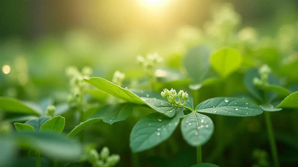 Sweet Woodruff leaves in dappled sunlight